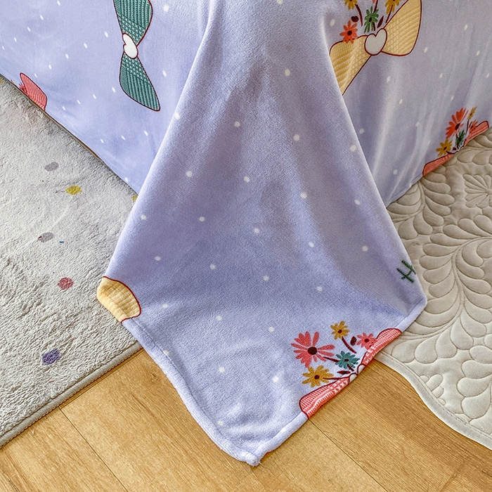 91家纺网 家纺一手货源 找家纺 优米家纺 2025新款加厚舒适牛奶绒床单床单单件 娴雅花韵