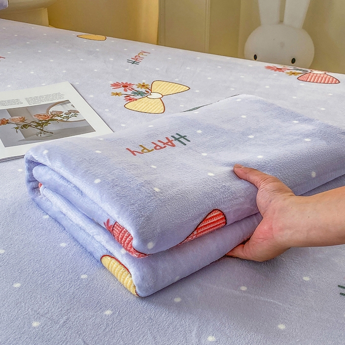 91家纺网 家纺一手货源 找家纺 优米家纺 2025新款加厚舒适牛奶绒床单床单单件 娴雅花韵