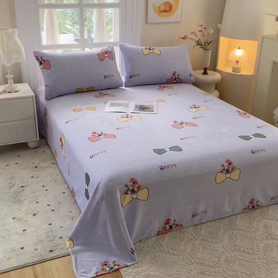 91家纺网 家纺一手货源 找家纺 优米家纺 2025新款加厚舒适牛奶绒床单床单单件 娴雅花韵