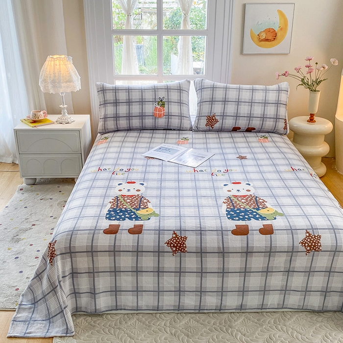 91家纺网 家纺一手货源 找家纺 优米家纺 2025新款加厚舒适牛奶绒床单床单单件 星空小熊