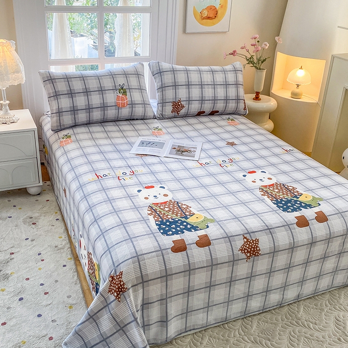 91家纺网 家纺一手货源 找家纺 优米家纺 2025新款加厚舒适牛奶绒床单床单单件 星空小熊