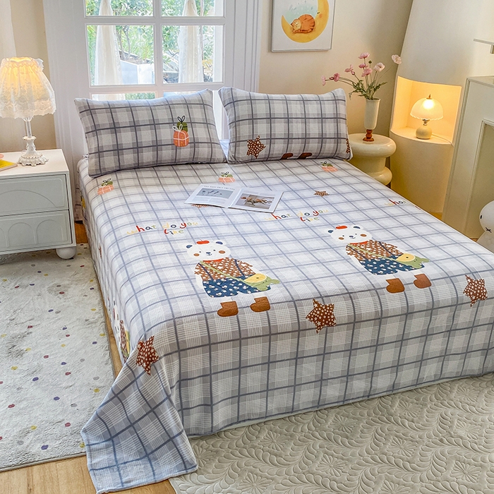 91家纺网 家纺一手货源 找家纺 优米家纺 2025新款加厚舒适牛奶绒床单床单单件 星空小熊