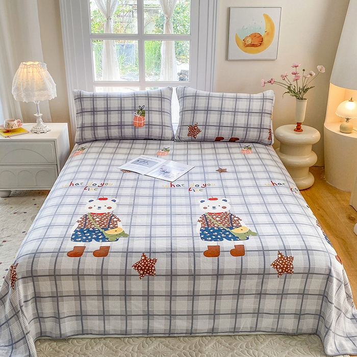 91家纺网 家纺一手货源 找家纺 优米家纺 2025新款加厚舒适牛奶绒床单床单单件 星空小熊