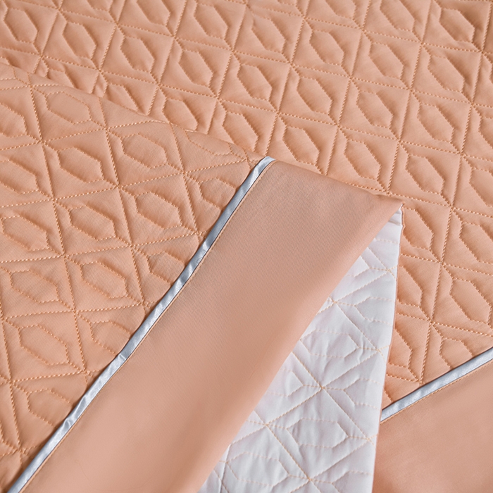 91家纺网 家纺一手货源 找家纺 畅畅家纺 2025新款全棉活性喷气简约轻奢刺绣夹棉床盖款四件套-雅韵 雅韵-香槟