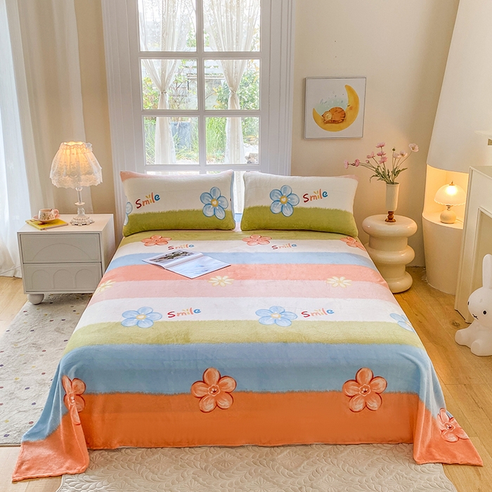 优米家纺 2025新款加厚舒适牛奶绒床单床单单件 炫彩花朵