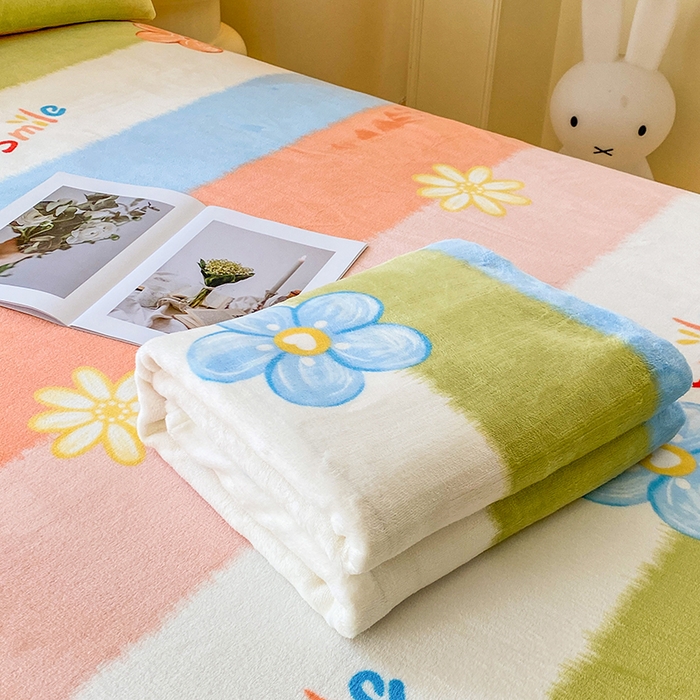 91家纺网 家纺一手货源 找家纺 优米家纺 2025新款加厚舒适牛奶绒床单床单单件 炫彩花朵