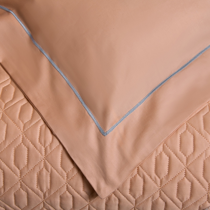 91家纺网 家纺一手货源 找家纺 畅畅家纺 2025新款全棉活性喷气简约轻奢刺绣夹棉床盖款四件套-雅韵 雅韵-香槟