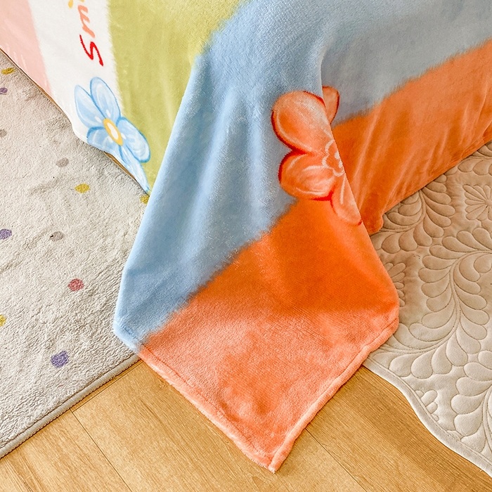 91家纺网 家纺一手货源 找家纺 优米家纺 2025新款加厚舒适牛奶绒床单床单单件 炫彩花朵