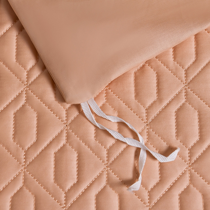 91家纺网 家纺一手货源 找家纺 畅畅家纺 2025新款全棉活性喷气简约轻奢刺绣夹棉床盖款四件套-雅韵 雅韵-香槟