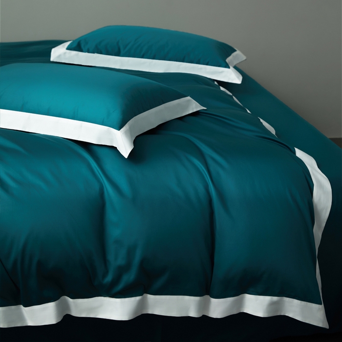 91家纺网 家纺一手货源 找家纺 （总）柔觉家纺 新款50*50双股长绒棉纯色拼角四件套