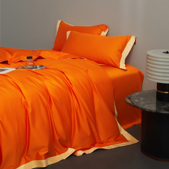 91家纺网 家纺一手货源 找家纺 （总）柔觉家纺 新款50*50双股长绒棉纯色拼角四件套