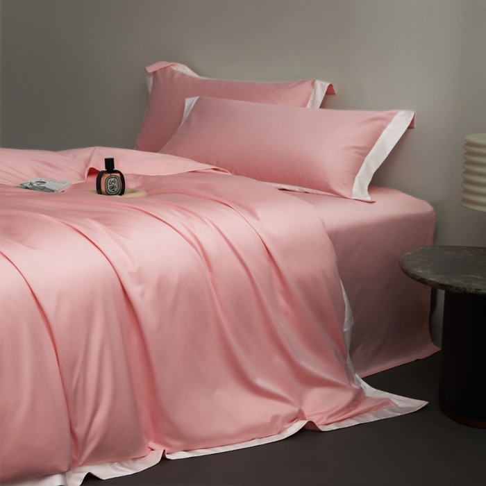 91家纺网 家纺一手货源 找家纺 （总）柔觉家纺 新款50*50双股长绒棉纯色拼角四件套