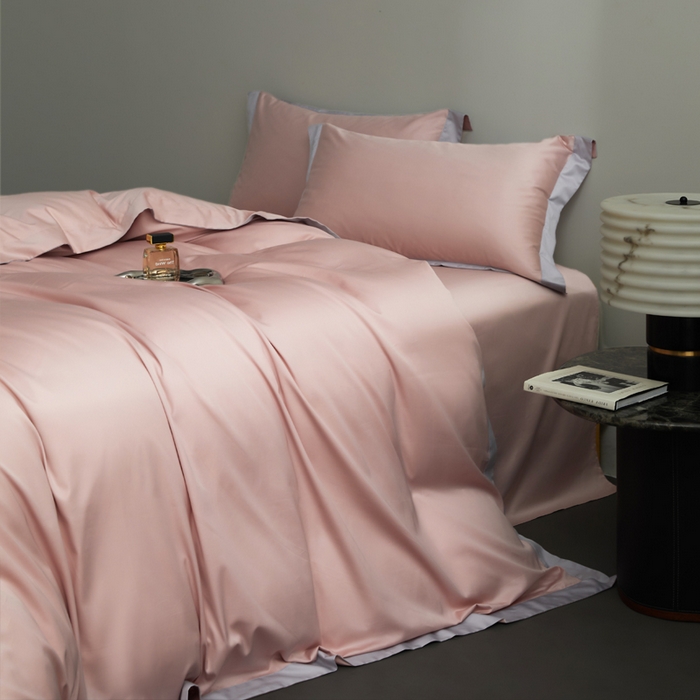 91家纺网 家纺一手货源 找家纺 （总）柔觉家纺 新款50*50双股长绒棉纯色拼角四件套