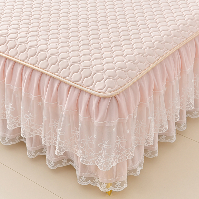 91家纺网 家纺一手货源 找家纺 畅畅家纺 2025新款夏季凉感丝唯美纯色凉席夏被四件套 唯美-淡雅粉