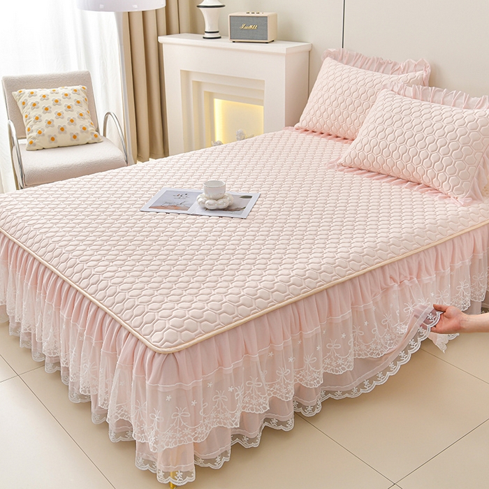 91家纺网 家纺一手货源 找家纺 畅畅家纺 2025新款夏季凉感丝唯美纯色凉席夏被四件套 唯美-淡雅粉