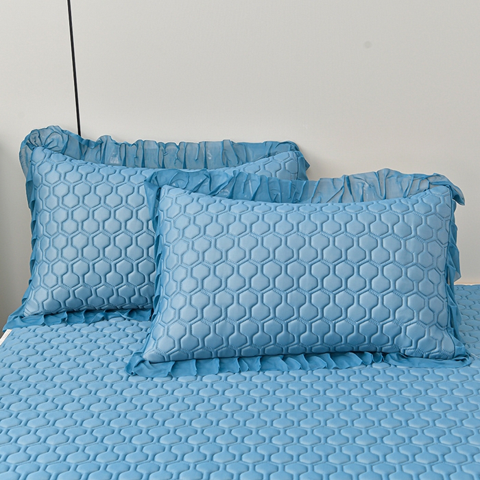 91家纺网 家纺一手货源 找家纺 畅畅家纺 2025新款夏季凉感丝唯美纯色凉席夏被四件套 唯美-海天蓝