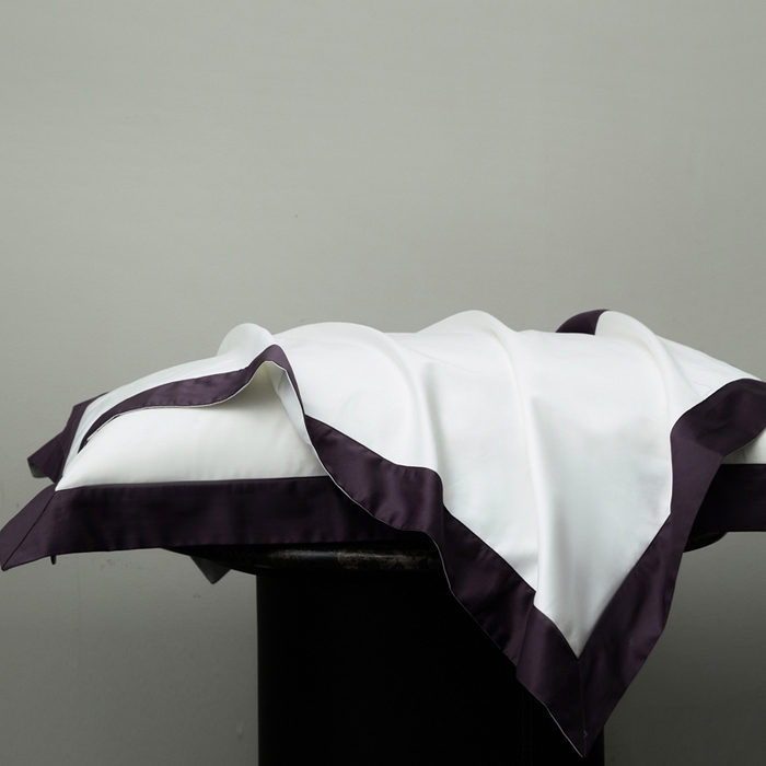 91家纺网 家纺一手货源 找家纺 柔觉家纺 新款50*50双股长绒棉纯色拼角四件套 雅-高贵白