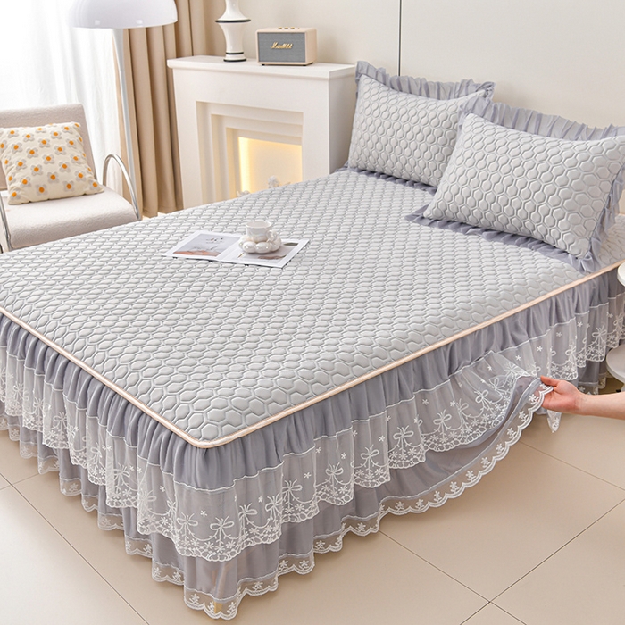 91家纺网 家纺一手货源 找家纺 畅畅家纺 2025新款夏季凉感丝唯美纯色凉席夏被四件套 唯美-经典灰