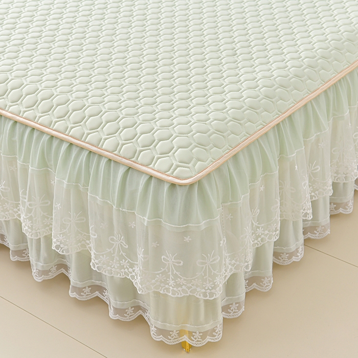 91家纺网 家纺一手货源 找家纺 畅畅家纺 2025新款夏季凉感丝唯美纯色凉席夏被四件套 唯美-青柠绿