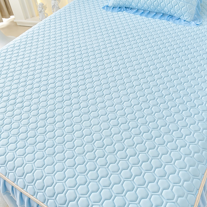 91家纺网 家纺一手货源 找家纺 畅畅家纺 2025新款夏季凉感丝唯美纯色凉席夏被四件套 唯美-天蓝