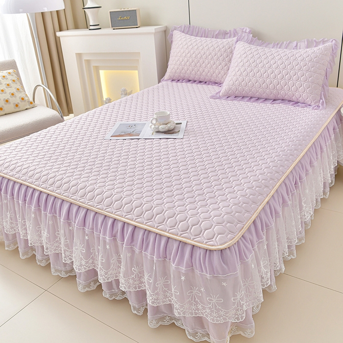 91家纺网 家纺一手货源 找家纺 畅畅家纺 2025新款夏季凉感丝唯美纯色凉席夏被四件套 唯美-云紫