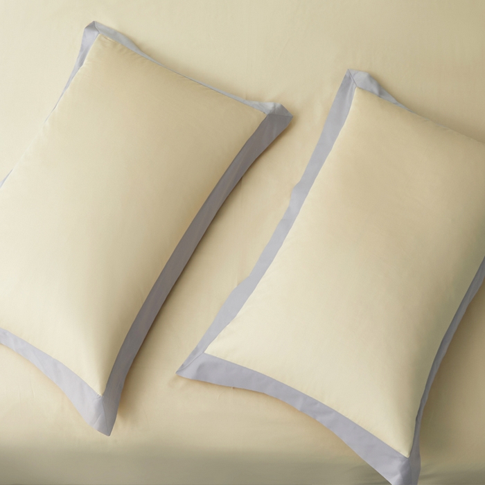 91家纺网 家纺一手货源 找家纺 柔觉家纺 新款50*50双股长绒棉纯色拼角四件套 雅-芝士黄