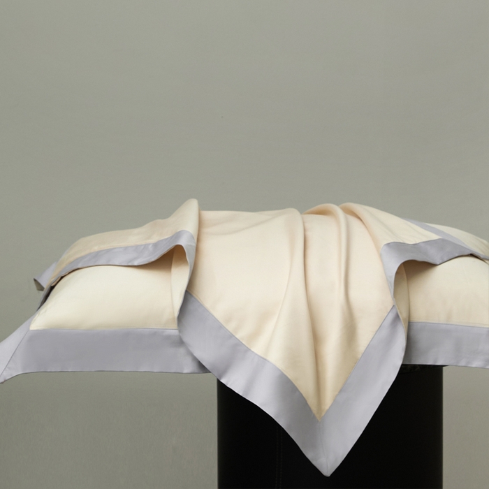 91家纺网 家纺一手货源 找家纺 柔觉家纺 新款50*50双股长绒棉纯色拼角四件套 雅-芝士黄