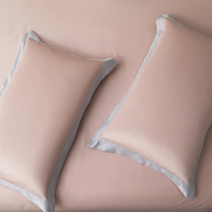 91家纺网 家纺一手货源 找家纺 柔觉家纺 新款50*50双股长绒棉纯色拼角四件套 雅-钻粉色