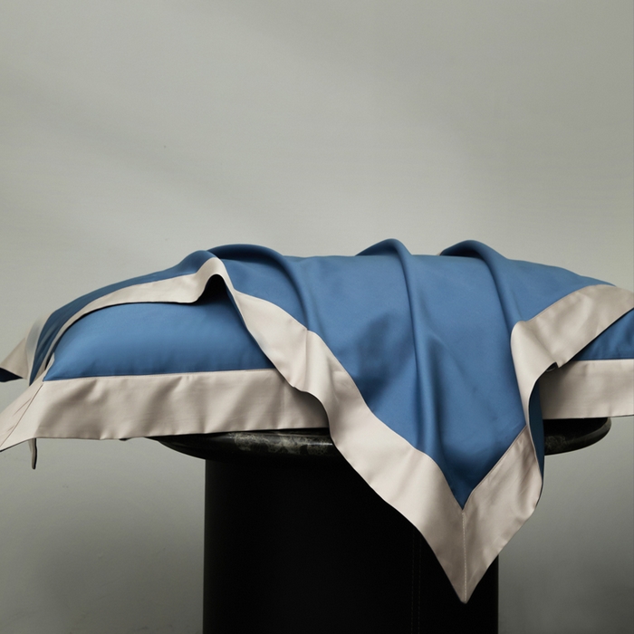 91家纺网 家纺一手货源 找家纺 柔觉家纺 新款50*50双股长绒棉纯色拼角四件套 雅-宾利金