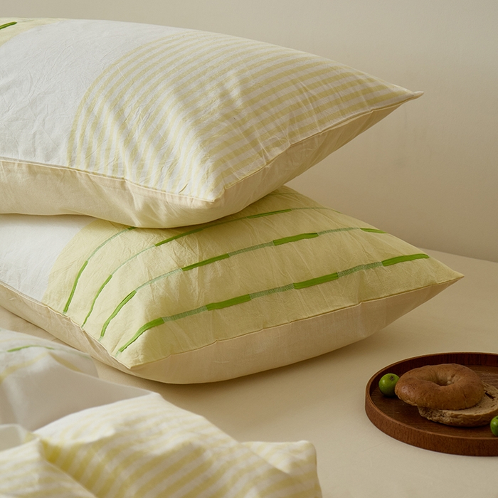 91家纺网 家纺一手货源 找家纺 Mr.pig猪先生水洗棉 2025新款全棉色织立体四件套 绿黄