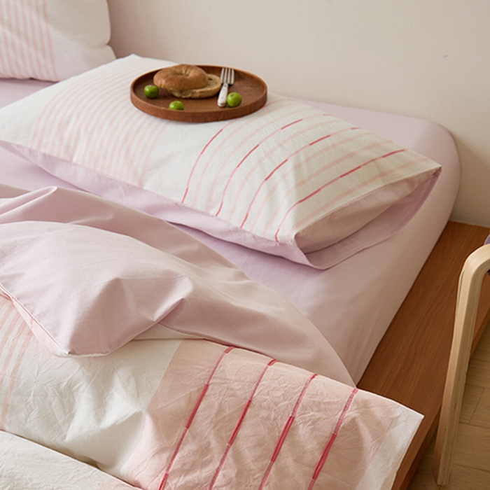 91家纺网 家纺一手货源 找家纺 Mr.pig猪先生水洗棉 2025新款全棉色织立体四件套 素雅粉