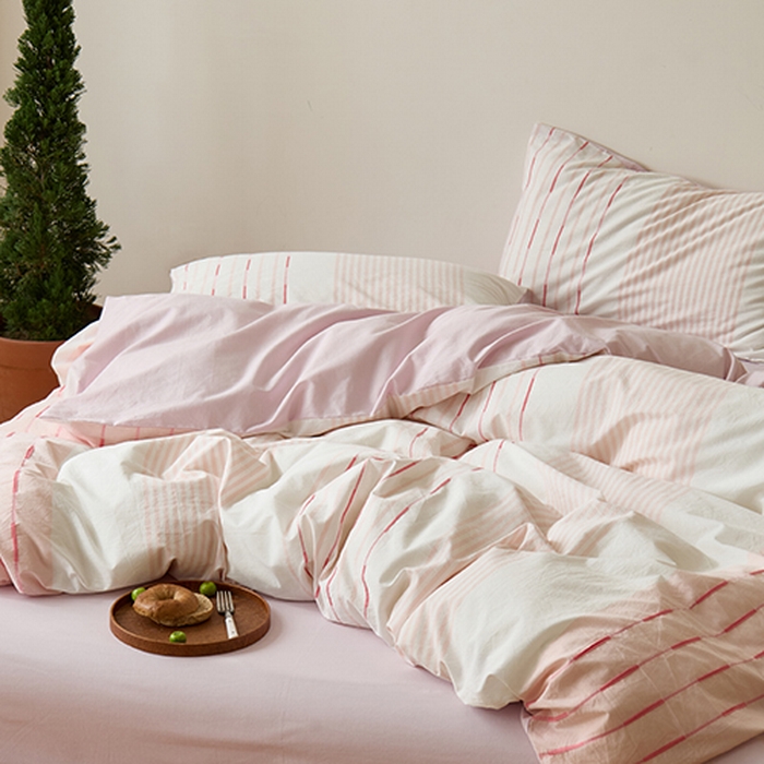 91家纺网 家纺一手货源 找家纺 Mr.pig猪先生水洗棉 2025新款全棉色织立体四件套 素雅粉