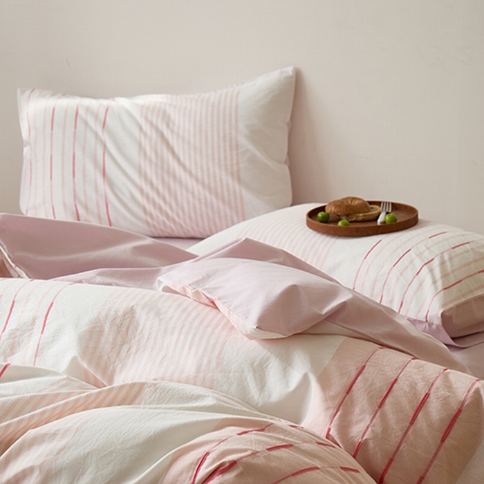 91家纺网 家纺一手货源 找家纺 Mr.pig猪先生水洗棉 2025新款全棉色织立体四件套 素雅粉