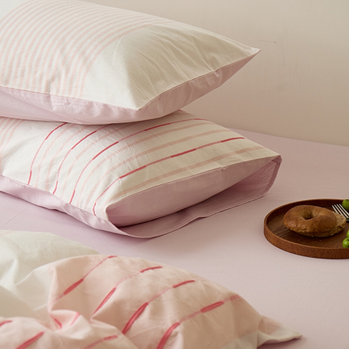 91家纺网 家纺一手货源 找家纺 Mr.pig猪先生水洗棉 2025新款全棉色织立体四件套 素雅粉