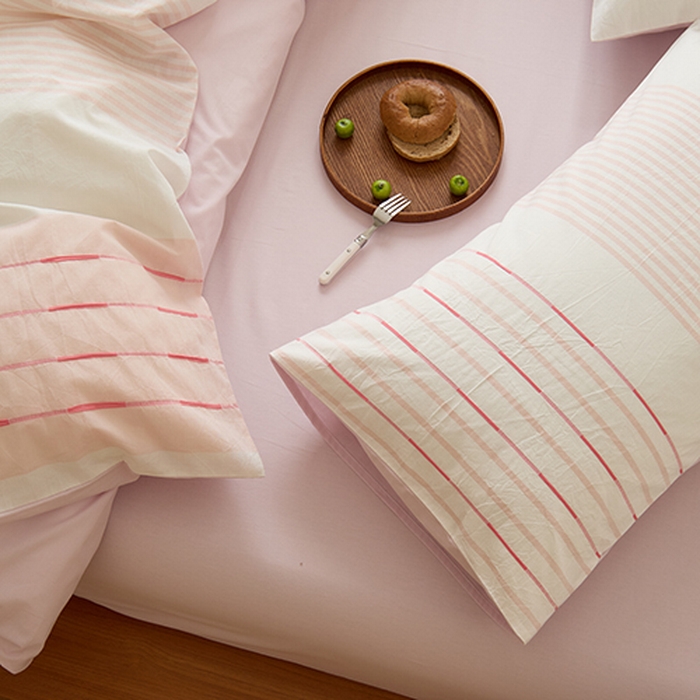 91家纺网 家纺一手货源 找家纺 Mr.pig猪先生水洗棉 2025新款全棉色织立体四件套 素雅粉