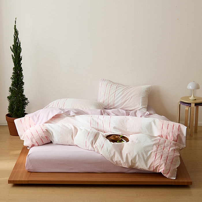 91家纺网 家纺一手货源 找家纺 Mr.pig猪先生水洗棉 2025新款全棉色织立体四件套 素雅粉