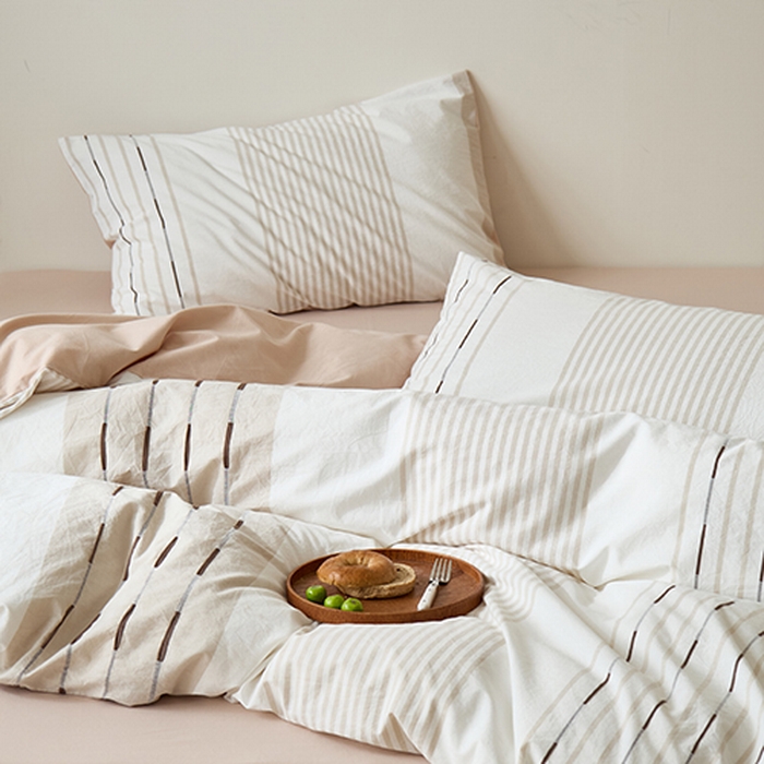 91家纺网 家纺一手货源 找家纺 Mr.pig猪先生水洗棉 2025新款全棉色织立体四件套 气质咖