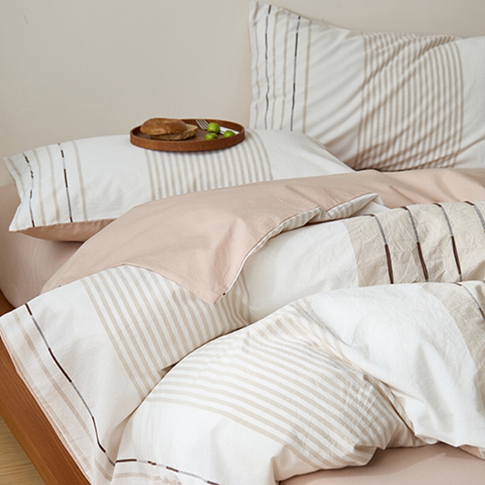 91家纺网 家纺一手货源 找家纺 Mr.pig猪先生水洗棉 2025新款全棉色织立体四件套 气质咖