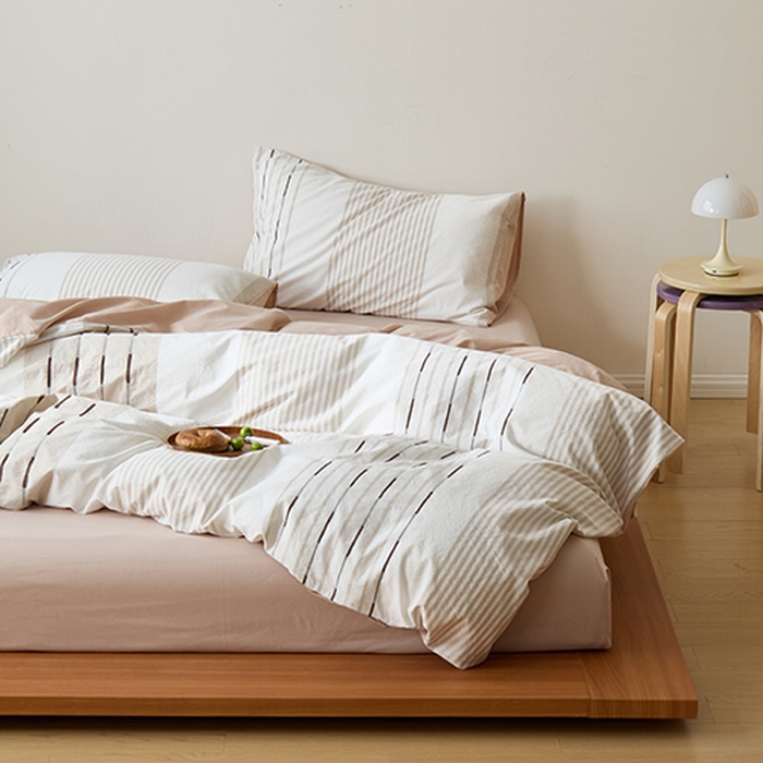 91家纺网 家纺一手货源 找家纺 Mr.pig猪先生水洗棉 2025新款全棉色织立体四件套 气质咖