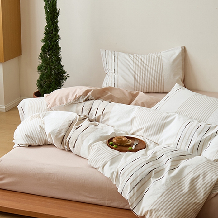 91家纺网 家纺一手货源 找家纺 Mr.pig猪先生水洗棉 2025新款全棉色织立体四件套 气质咖