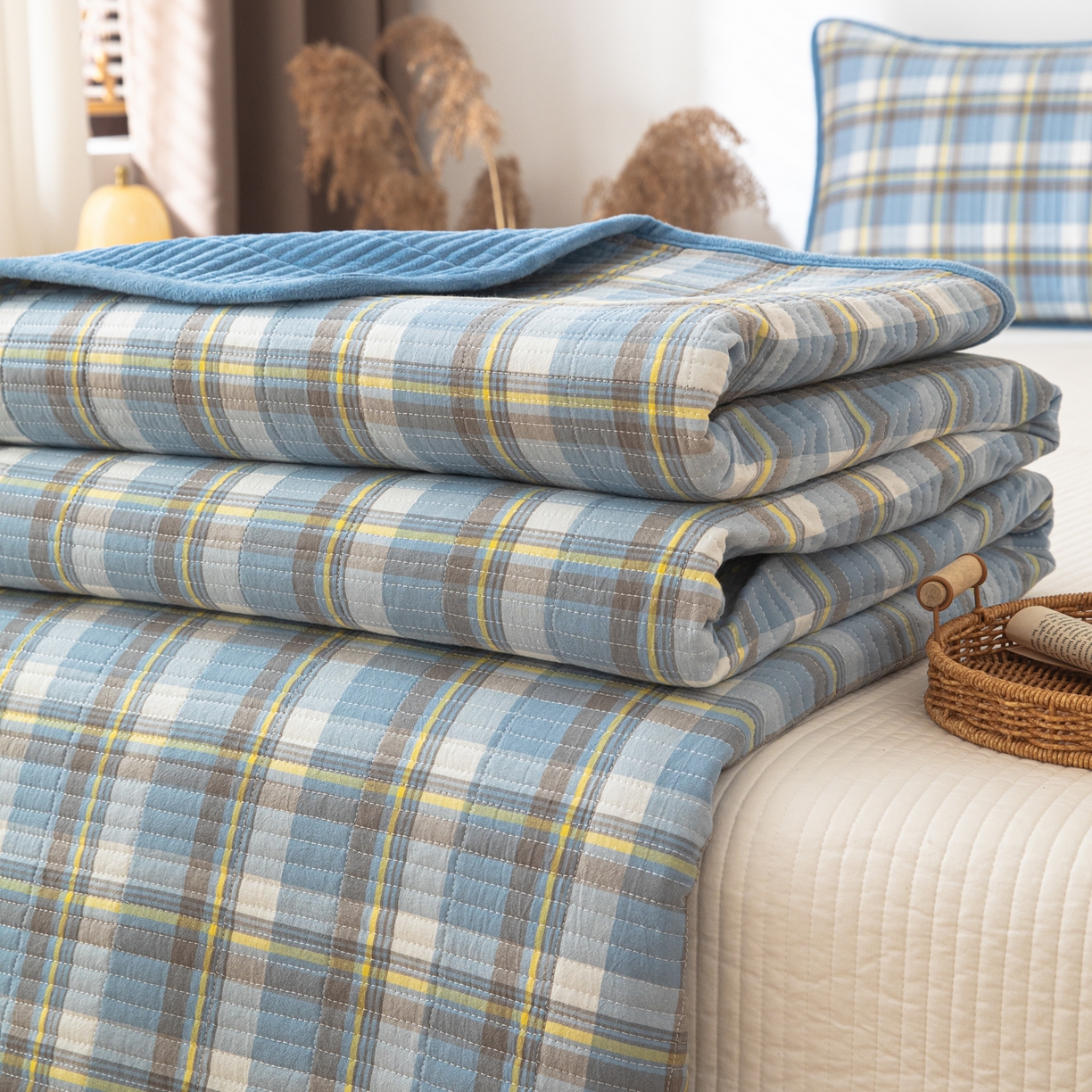 91家纺网 家纺一手货源 找家纺 （总）简宜家居（朝初家纺） 2025新款全棉纯棉色织水洗棉床盖