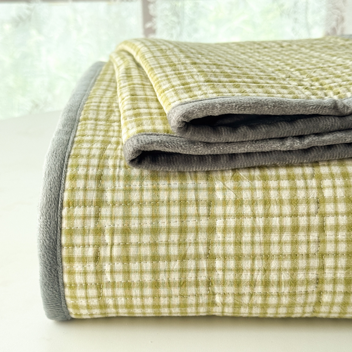 91家纺网 家纺一手货源 找家纺 简宜家居（朝初家纺） 2025新款全棉纯棉色织水洗棉床盖 华夫格青