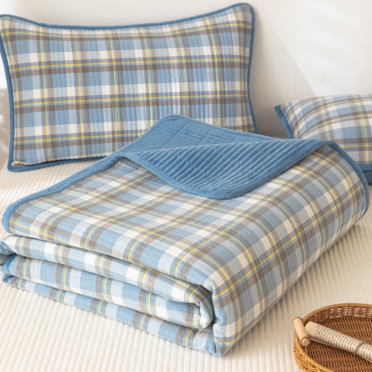 91家纺网 家纺一手货源 找家纺 （总）简宜家居（朝初家纺） 2025新款全棉纯棉色织水洗棉床盖