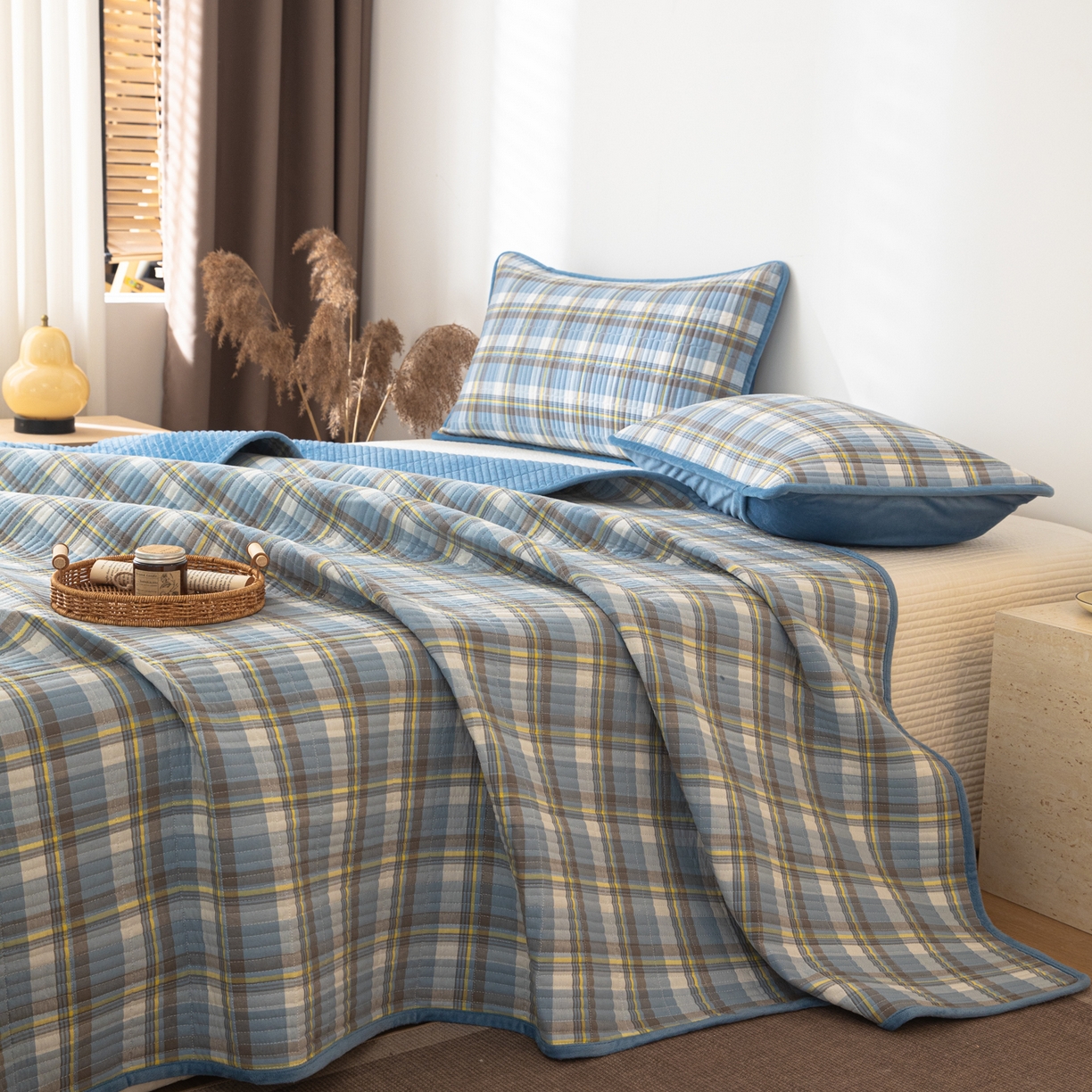 91家纺网 家纺一手货源 找家纺 （总）简宜家居（朝初家纺） 2025新款全棉纯棉色织水洗棉床盖