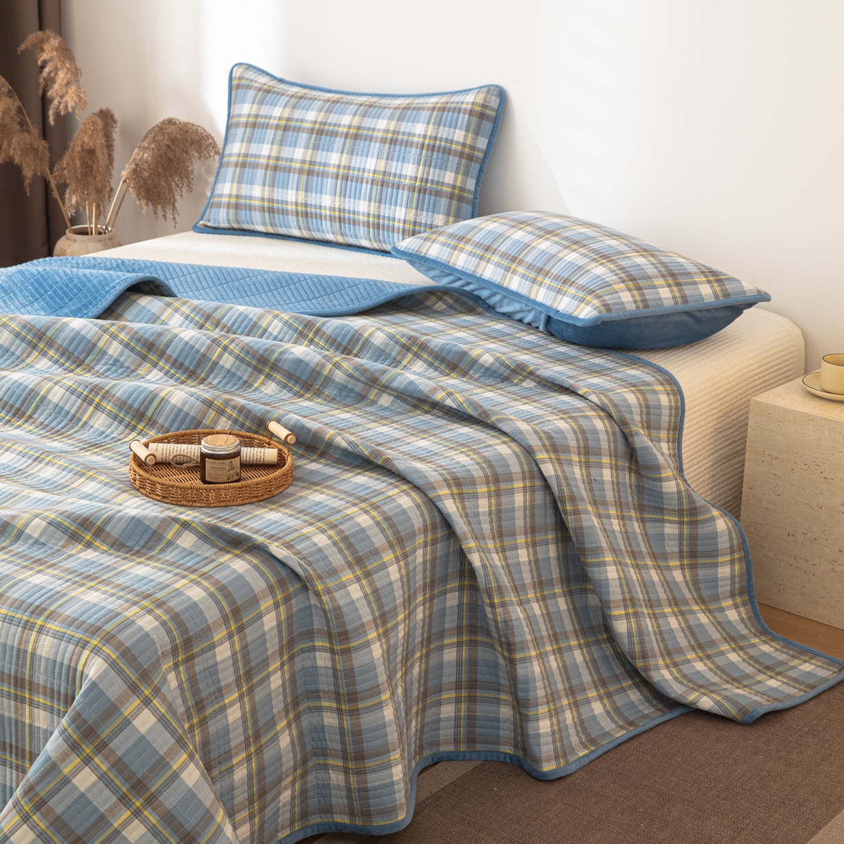 91家纺网 家纺一手货源 找家纺 （总）简宜家居（朝初家纺） 2025新款全棉纯棉色织水洗棉床盖