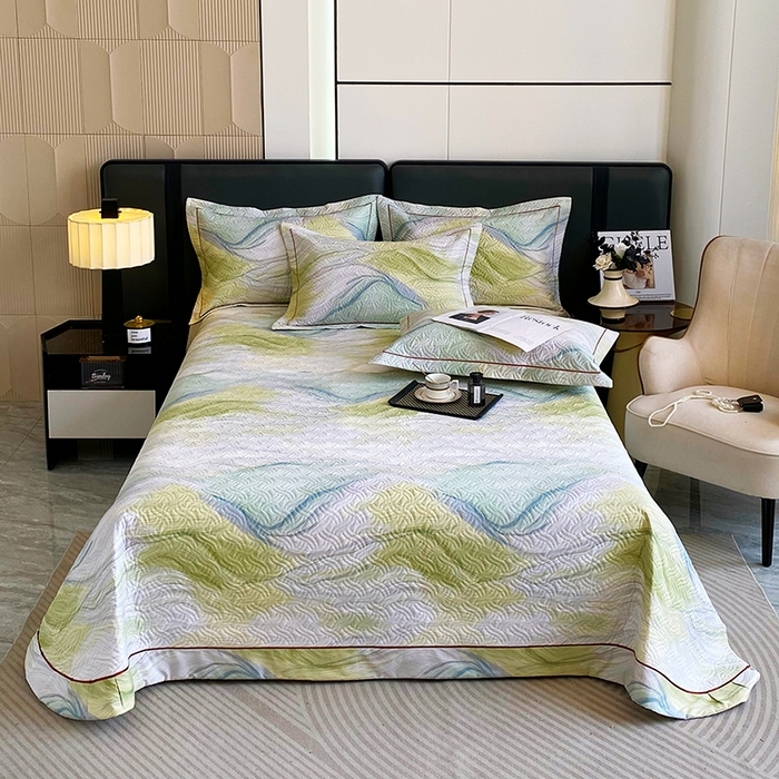 91家纺网 家纺一手货源 找家纺 （总）畅畅家纺 2025春夏款13372全棉纯棉活性印花床盖夹棉加厚绗缝防滑床罩