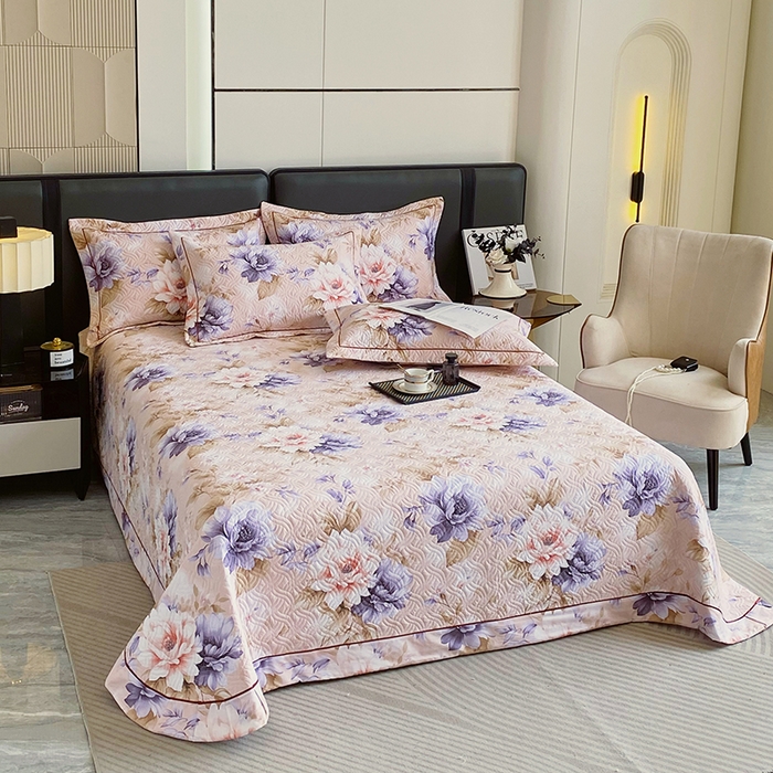 91家纺网 家纺一手货源 找家纺 畅畅家纺 2025春夏款13372全棉纯棉活性印花床盖夹棉加厚绗缝防滑床罩 花几度