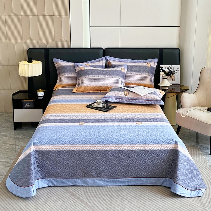 畅畅家纺 2025春夏款13372全棉纯棉活性印花床盖夹棉加厚绗缝防滑床罩 漫生活