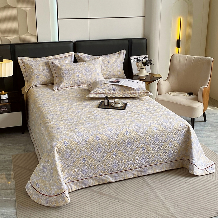 91家纺网 家纺一手货源 找家纺 畅畅家纺 2025春夏款13372全棉纯棉活性印花床盖夹棉加厚绗缝防滑床罩 米拉