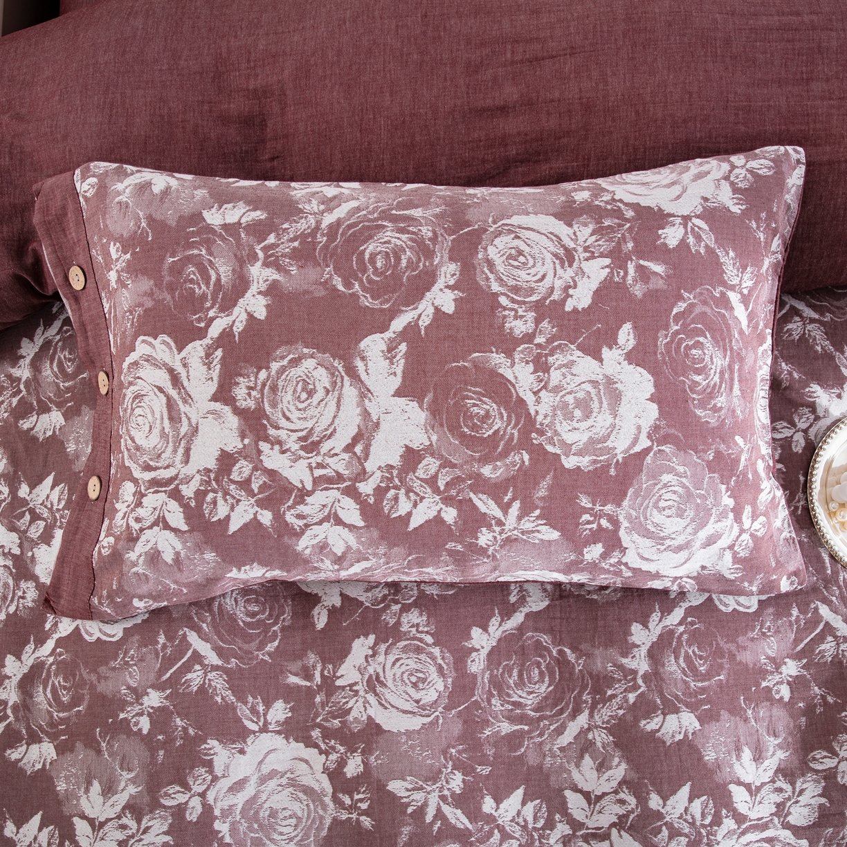 91家纺网 家纺一手货源 找家纺 （总）双层纱家居 2025新款全棉色织提花四件套-玫瑰庄园